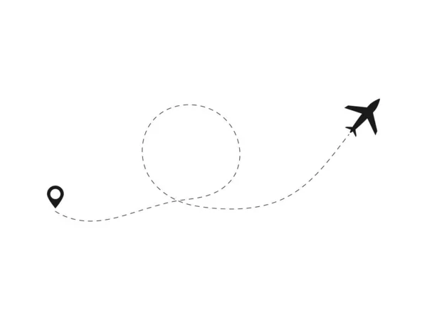 Icône Vectorielle Trajectoire Avion Illustration Route Vol Avion Avec Point — Image vectorielle