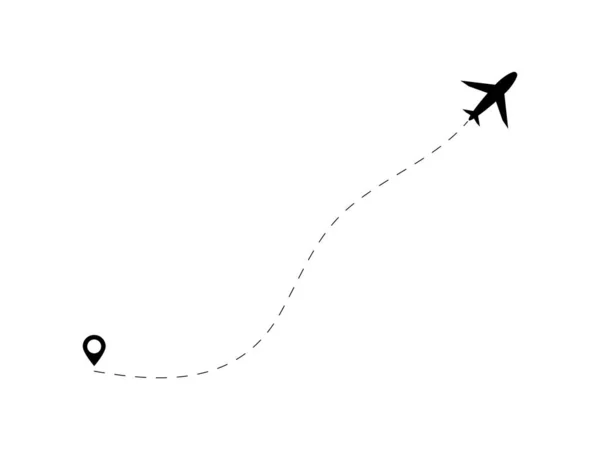 Icône Vectorielle Trajectoire Avion Illustration Route Vol Avion Avec Point — Image vectorielle