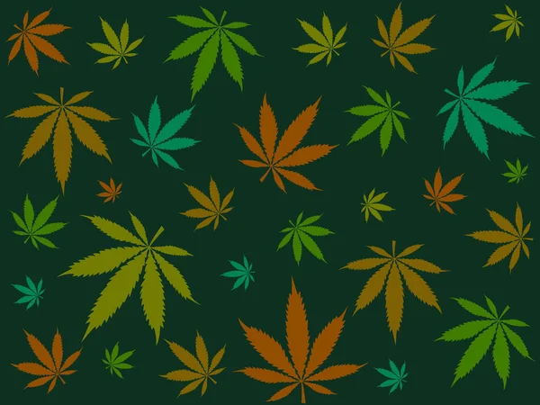 Cannabis Daun Pola Background Marijuana Vektor Mulus Pola Ukiran Ilustrasi - Stok Vektor