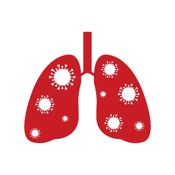 Pulmones Con Virus Bacterias Microbios Concepto Aislado Blanco Precaución Firma — Vector de stock