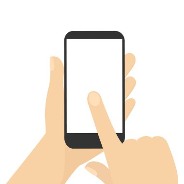 Beyaz ekranlı akıllı telefon. Işık arkaplanında izole edilmiş telefon düz vektör ilüstrasyonu