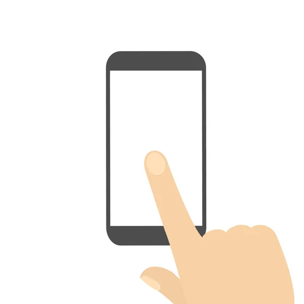 Handhållen Smartphone Med Vit Skärm Telefon Platt Vektor Illustration Isolerad — Stock vektor