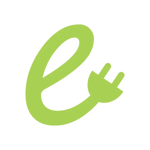 Elektrisk Plug Ikon Vektor Grön Illustration Isolerad Vit — Stock vektor