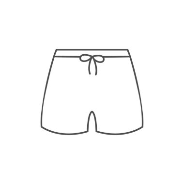 Spor şortu çizgisi simgesi. Yüzme şortu beyaz üzerinde izole edilmiş ana hatlı vektör gösterimi