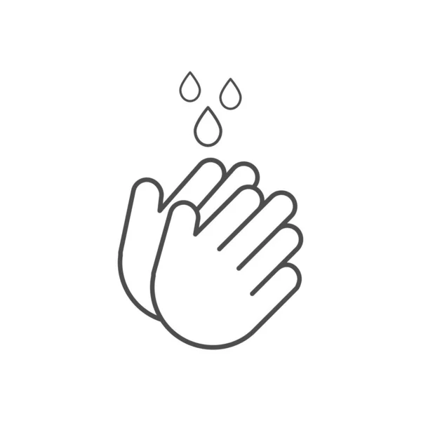 Ícone Mão Lavagem Com Gotas Água Esboço Prevenção Contra Vírus —  Vetores de Stock