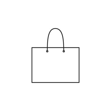 Alışveriş poşeti simgesi ana hatları beyaza izole edildi