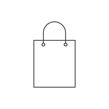 Alışveriş poşeti simgesi ana hatları beyaza izole edildi