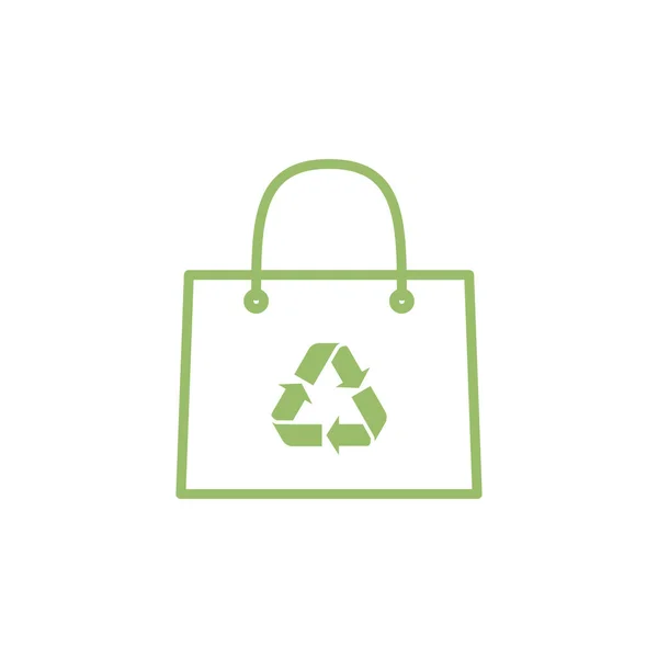 Eco Εικονίδιο Τσάντα Ψώνια Απομονώνονται Λευκό — Διανυσματικό Αρχείο