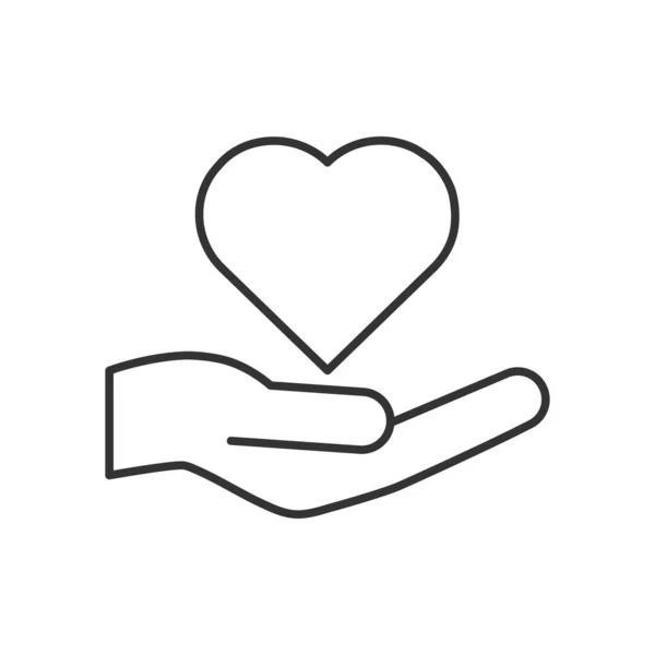 Herz Symbol Auf Der Hand Isoliert Auf Weißem Hintergrund Freiwillige — Stockvektor