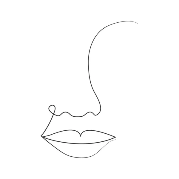 One Line Woman Drawing Face Minimalism Art Female Contour Portrait — Stock Vector