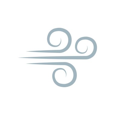 Rüzgar çizgisi üfleme ikonu vektörü beyaz arkaplanda izole edildi. Soğuk hava sembolü çizimi.