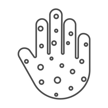 İsilik vektör simgesi. Virüslü insan kolu, bakteri çizimi izole edilmiş. Enfeksiyon kapmış insanların elleri farklıdır.