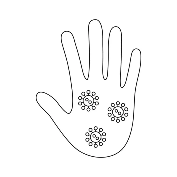 Значок Вектора Сыпи Нездоровая Рука Вирусом Бактериальная Иллюстрация Изолирована Инфицированные — стоковый вектор