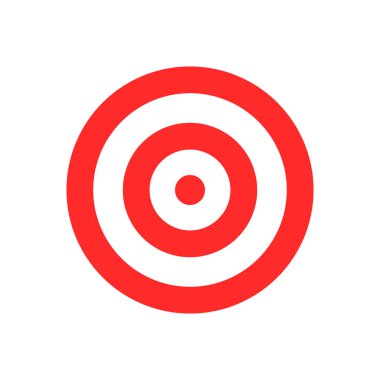 Hedef simgesi. Hedef vektör çizimi beyaza izole edildi. Pazarlama veya iş hedefi.