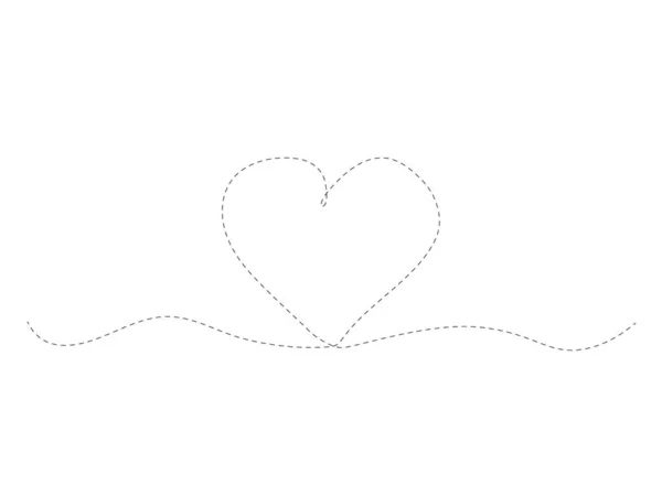 アートラインの連続ハートアイコンは白で隔離されます 愛アウトラインシンボル バレンタインデー1行のデザイン — ストックベクタ