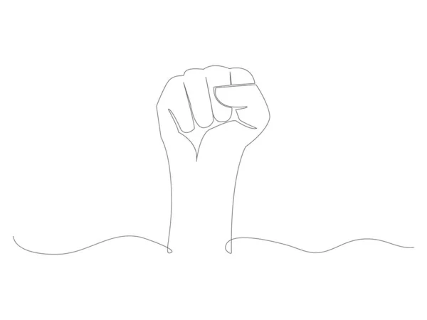 Nepřetržitý Protest Zvednuté Paže Linie Vektorové Ilustrace Izolované Bílém Pozadí — Stockový vektor