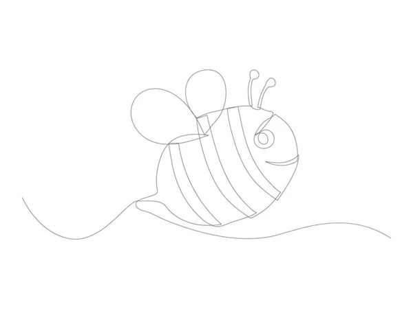 Včelí Souvislá Čára Ručně Kreslený Vektor Ilustrace Izolované Bílém — Stockový vektor