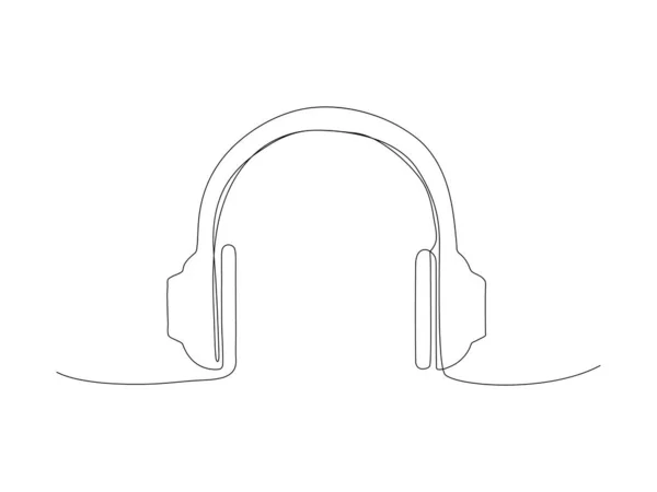 Kontinuierliche Darstellung Des Kopfhörerleitungsvektors Auf Weißem Hintergrund — Stockvektor