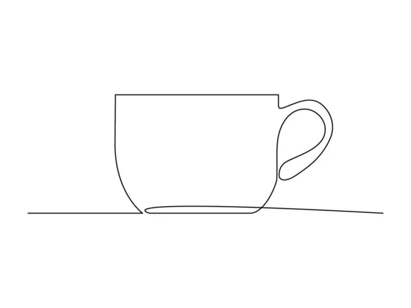 Tazza Continua Caffè Linea Disegno Stock Vettore Illustrazione Isolato Sfondo — Vettoriale Stock