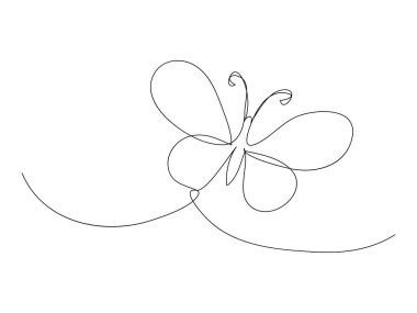 Beyaz arkaplanda izole edilmiş hisse senedi vektör illüstrasyonunu çizen sürekli kelebek çizgisi