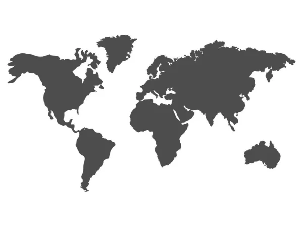 Schwarzer Vektor Weltkarte Earth Stock Illustration Isoliert Auf Weißem Hintergrund — Stockvektor