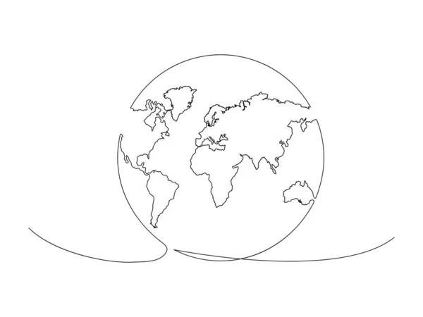 Kontinuierliche Erdlinie Zeichnung Stock Vektor Illustration Isoliert Auf Weißem Hintergrund — Stockvektor