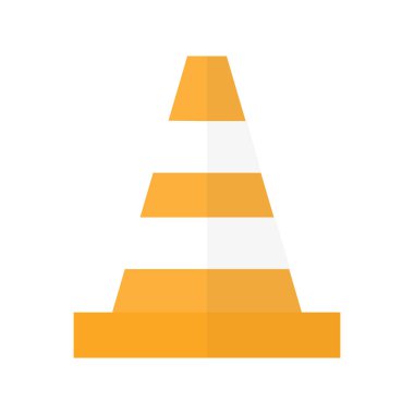 Trafik konisi vektör stok çizimi beyaz arka planda izole edildi. Turuncu yol sütunu simgesi.