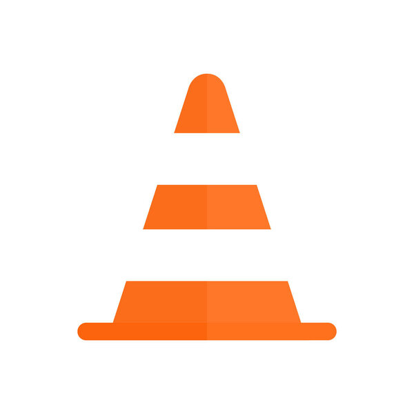 Traffic cone vector stock illustration isolated on white background. Orange road pylon icon.