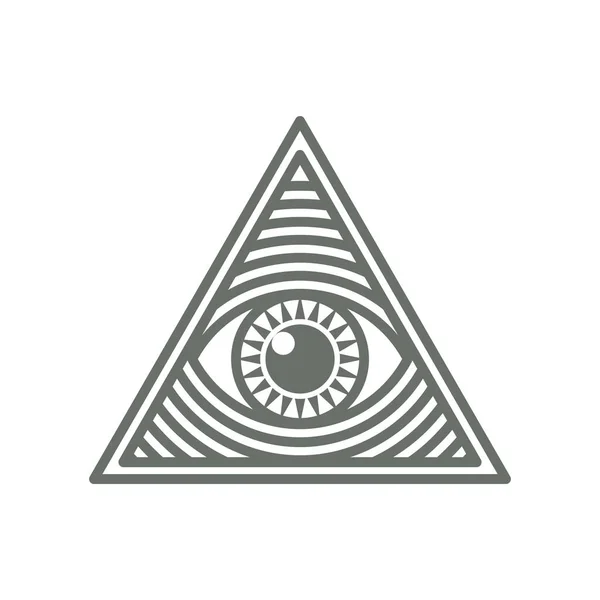 Ανθρώπινο Μάτι Του Κόσμου Τριγωνικό Σχήμα Λογότυπο Illuminati Σύμβολο Παγκόσμιας — Διανυσματικό Αρχείο
