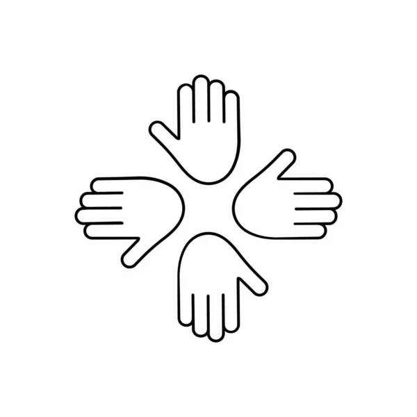 Векторная Иллюстрация Гуманитарной Помощи Изолирована Белом Фоне Руки Вместе Круглой — стоковый вектор