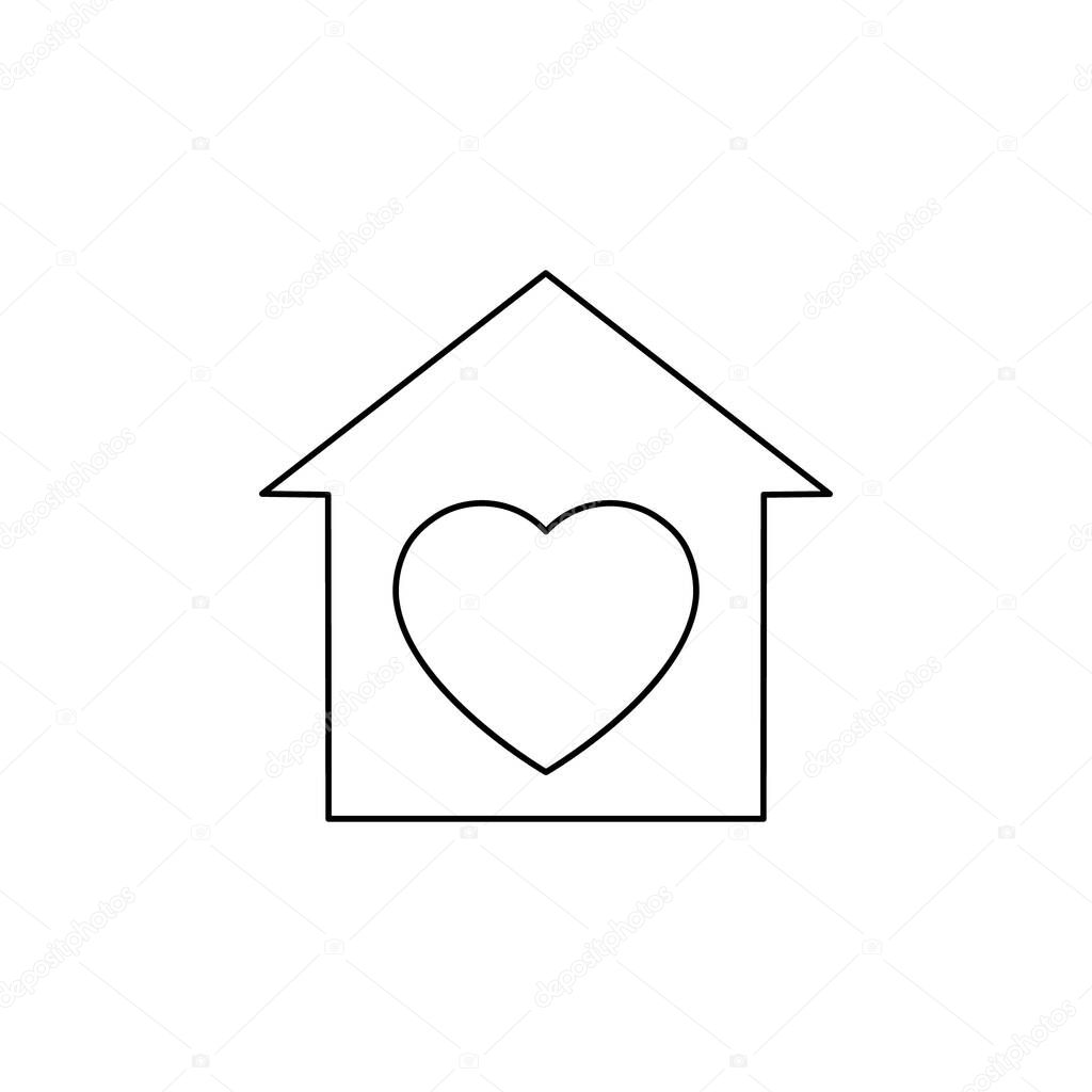 Voluntary center vector illustration isolated on white background. Heart in the house. Charity, donation icon.