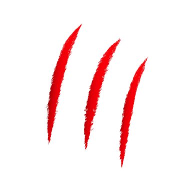 Kan ikonu vektörüyle pençe izi. Hayvan avcısı ayak izi çizimi beyaza izole edildi 