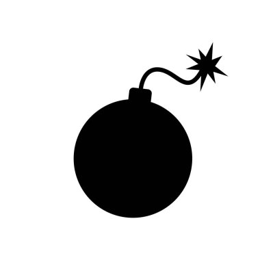 Beyaz arkaplanda izole edilmiş bomba ikonu vektör illüstrasyonu. Boom sembolü.