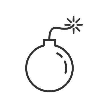 Beyaz arkaplanda izole edilmiş bomba ikonu vektör illüstrasyonu. Boom sembolü.