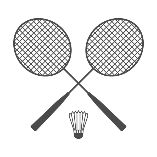 Badminton Rackets Ball Vector Illustration Isolated White Background — Stock Vector