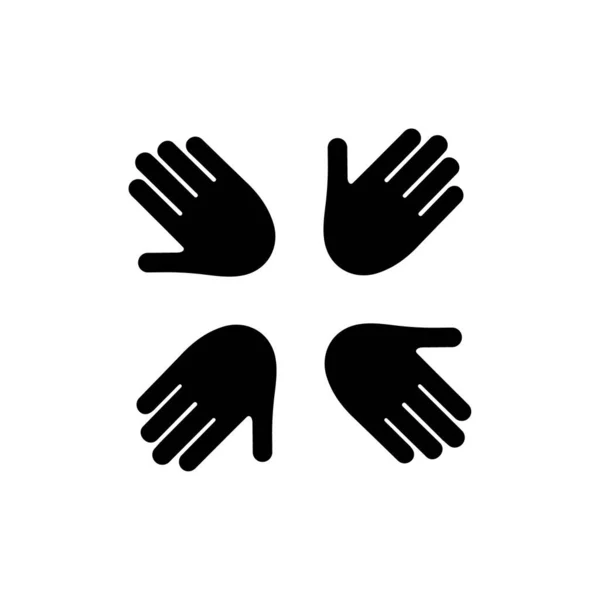 Белом Фоне Выделена Векторная Иллюстрация Черного Силуэта Гуманитарной Помощи Руки — стоковый вектор