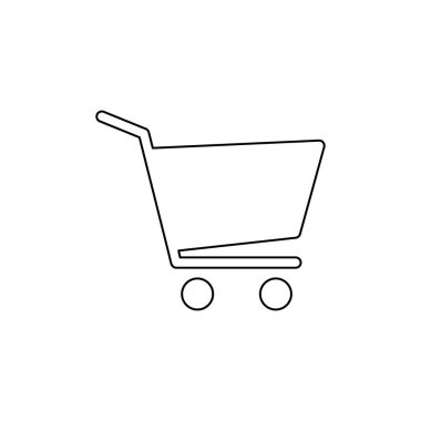 Alışveriş arabası, sepet düz çizgi vektör simgesi, beyaz arkaplanda izole edilmiş tramvay sembolü.