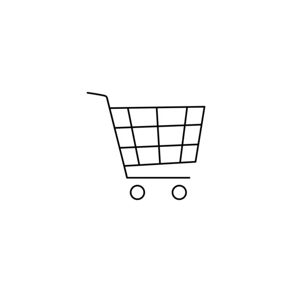 ショッピングカート バスケットフラットラインベクトルアイコン 白い背景に隔離されたトロリーシンボルイラスト — ストックベクタ