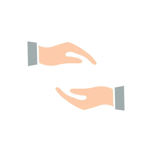Händerna Platt Färg Ikon Mänsklig Arm Gest Vektor Illustration Isolerad — Stock vektor