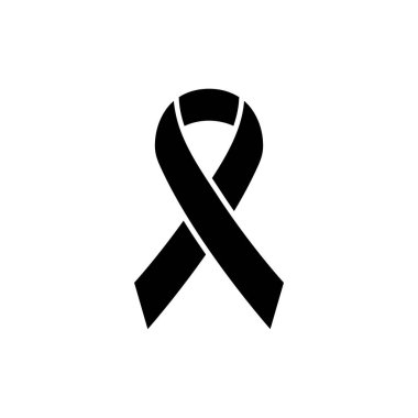 Kurdele simgesi siyah vektör çizimi beyaz arkaplanda izole edildi.