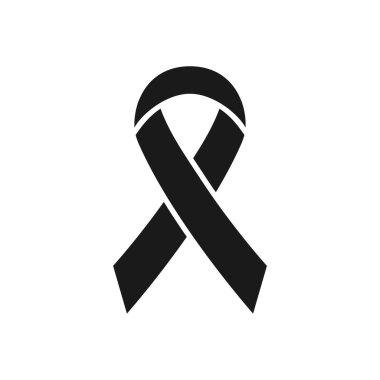 Kurdele simgesi siyah vektör çizimi beyaz arkaplanda izole edildi.