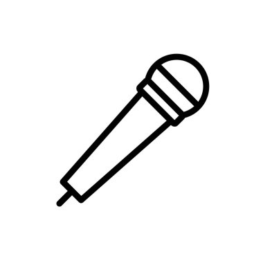 Mikrofon vektör çizgisi simgesi çizimi, kabartma biçimi tasarımı beyaz üzerine izole edilmiş