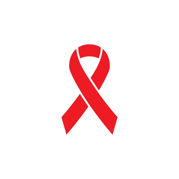 Czerwona Wstążka Aids Symbol Wektor Ilustracja Izolowane Białym Tle — Wektor stockowy