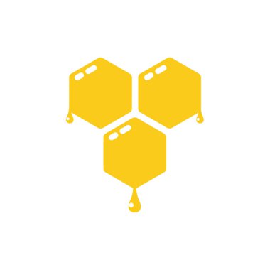 Beyazda izole edilmiş ikon vektör illüstrasyonlu bal peteği. Logo arı sembolü. Altıgen geometrik element tasarımı.