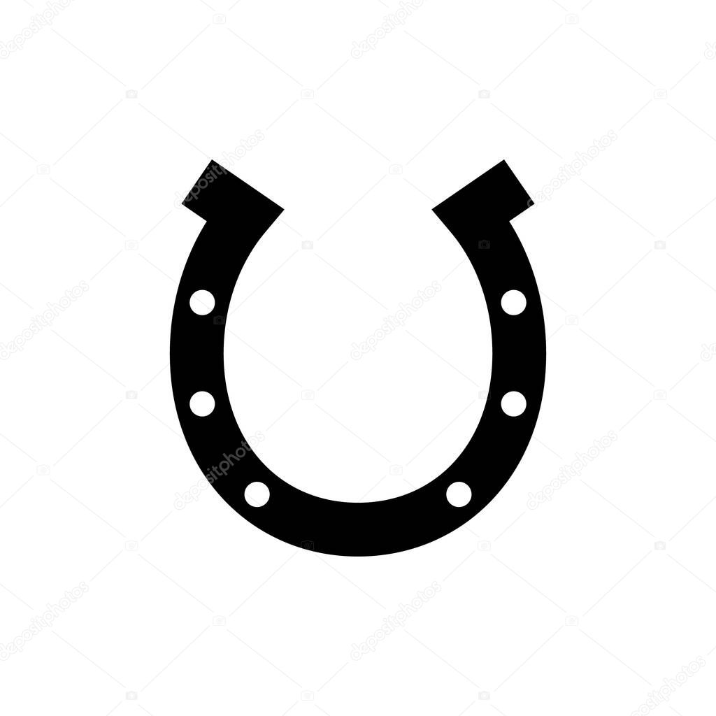 Horseshoe icon isolated on white. Good luck symbol vector illustration.