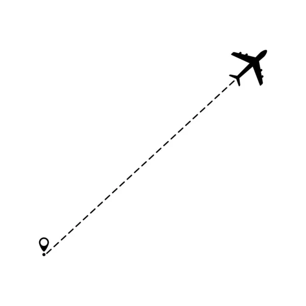 Icône Vectorielle Trajectoire Avion Illustration Route Vol Avec Point Départ — Image vectorielle