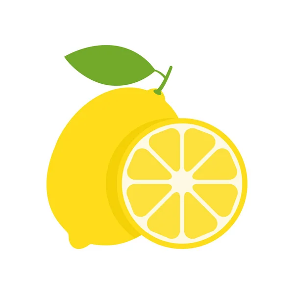 Citron Set Ikon Vektor Illustration Isolerad Vitt Fruktcitrus Med Bitar — Stock vektor