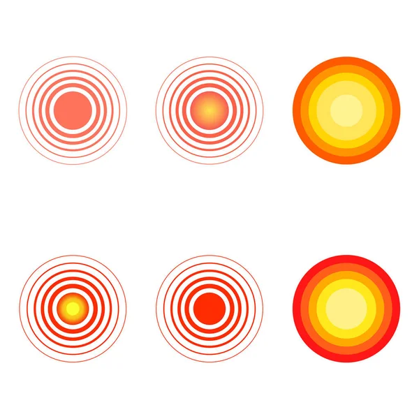 Douleur Cercles Rouges Ensemble Illustration Vectorielle Collection Marques Localisation — Image vectorielle