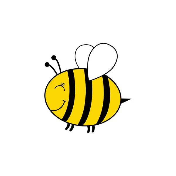 Bee Tecknad Söt Vektor Illustration Isolerad Vit Bakgrund — Stock vektor