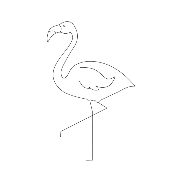 Ilustración Vectorial Línea Flamingo Aislada Blanco — Vector de stock